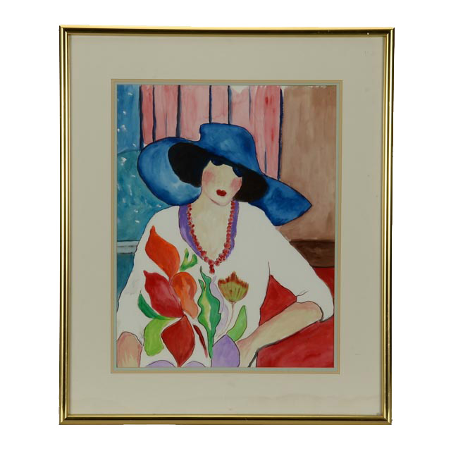 Original Watercolor in Style of Itzchak Tarkay