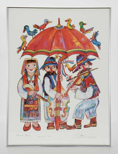 Jovan Obiĉan Artist's Proof Offset Lithograph "Musical Umbrella"