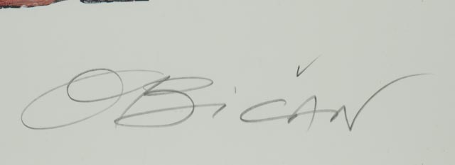 Jovan Obiĉan Artist's Proof Offset Lithograph "Musical Umbrella"