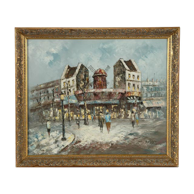 Original Acrylic Street Scene Painting Signed L. Basset