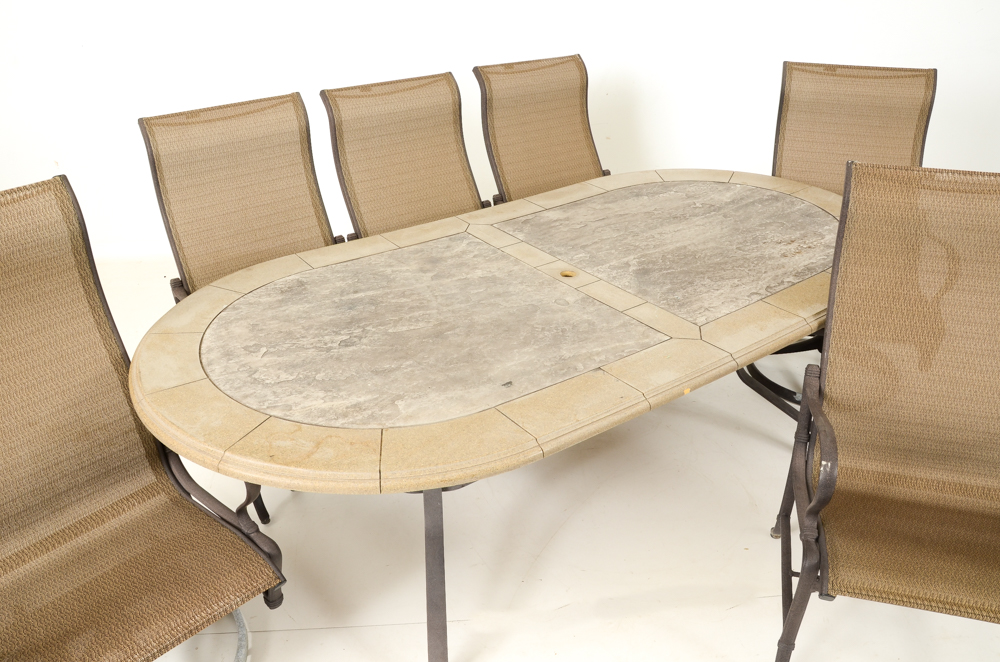 Tropitone Metal Patio Table and Six Chairs