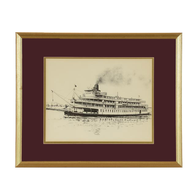 J. Franklin Brown Offset Lithograph of the Delta Queen