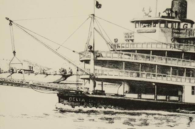 J. Franklin Brown Offset Lithograph of the Delta Queen
