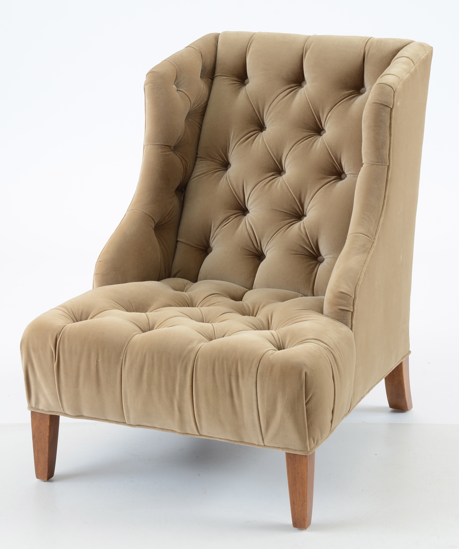 Button Tufted Velvet Wingback Chair by Century