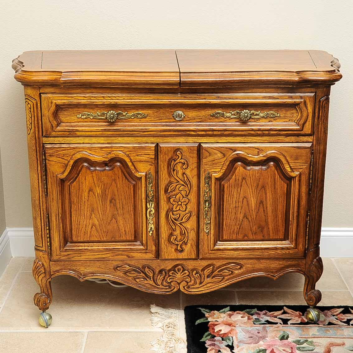 Oak Carved Buffet Table