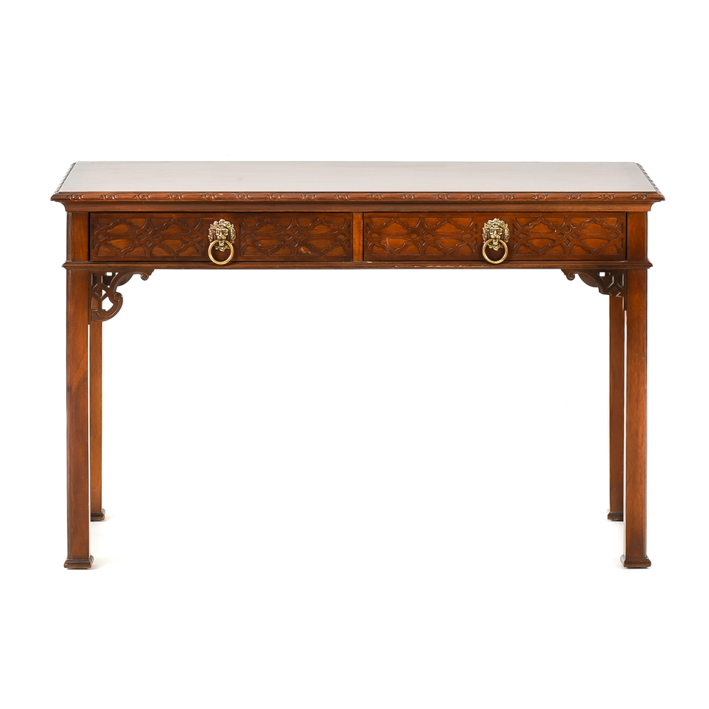 Chinese Chippendale Style Baker Furniture Mahogany Writing Desk