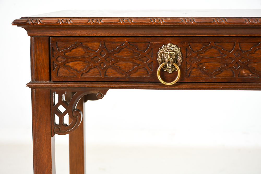 Chinese Chippendale Style Baker Furniture Mahogany Writing Desk