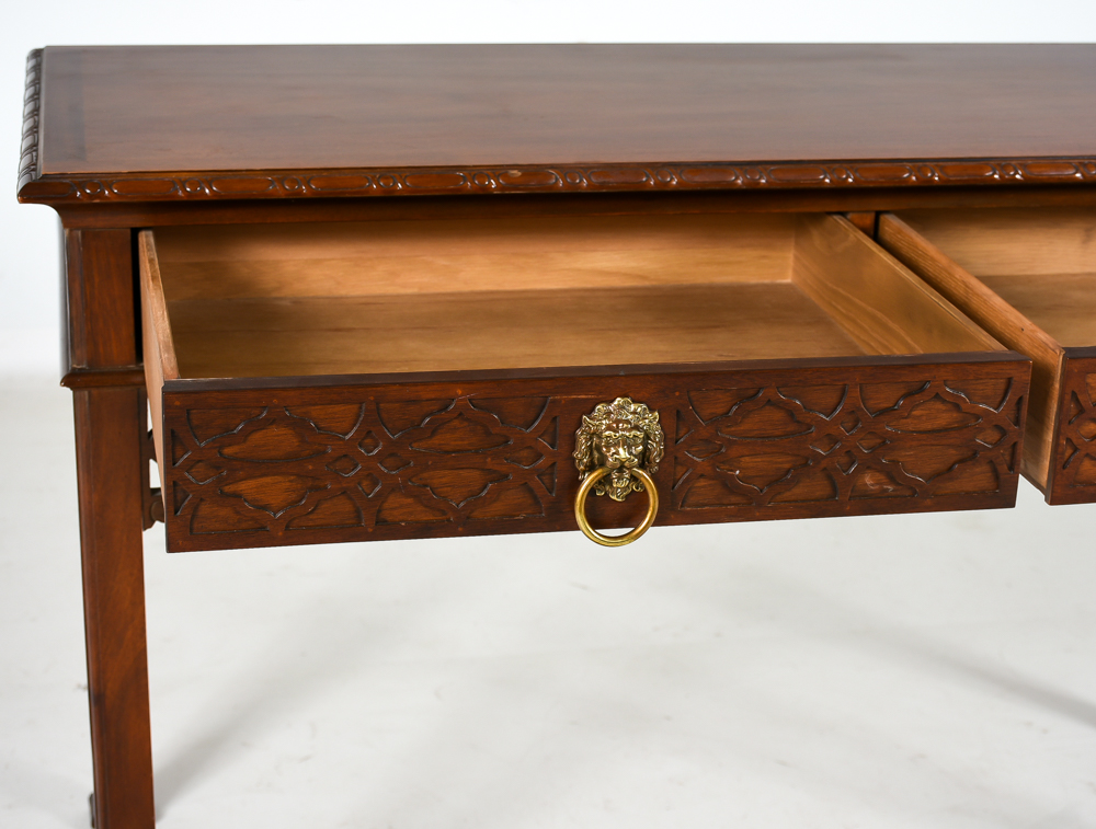 Chinese Chippendale Style Baker Furniture Mahogany Writing Desk