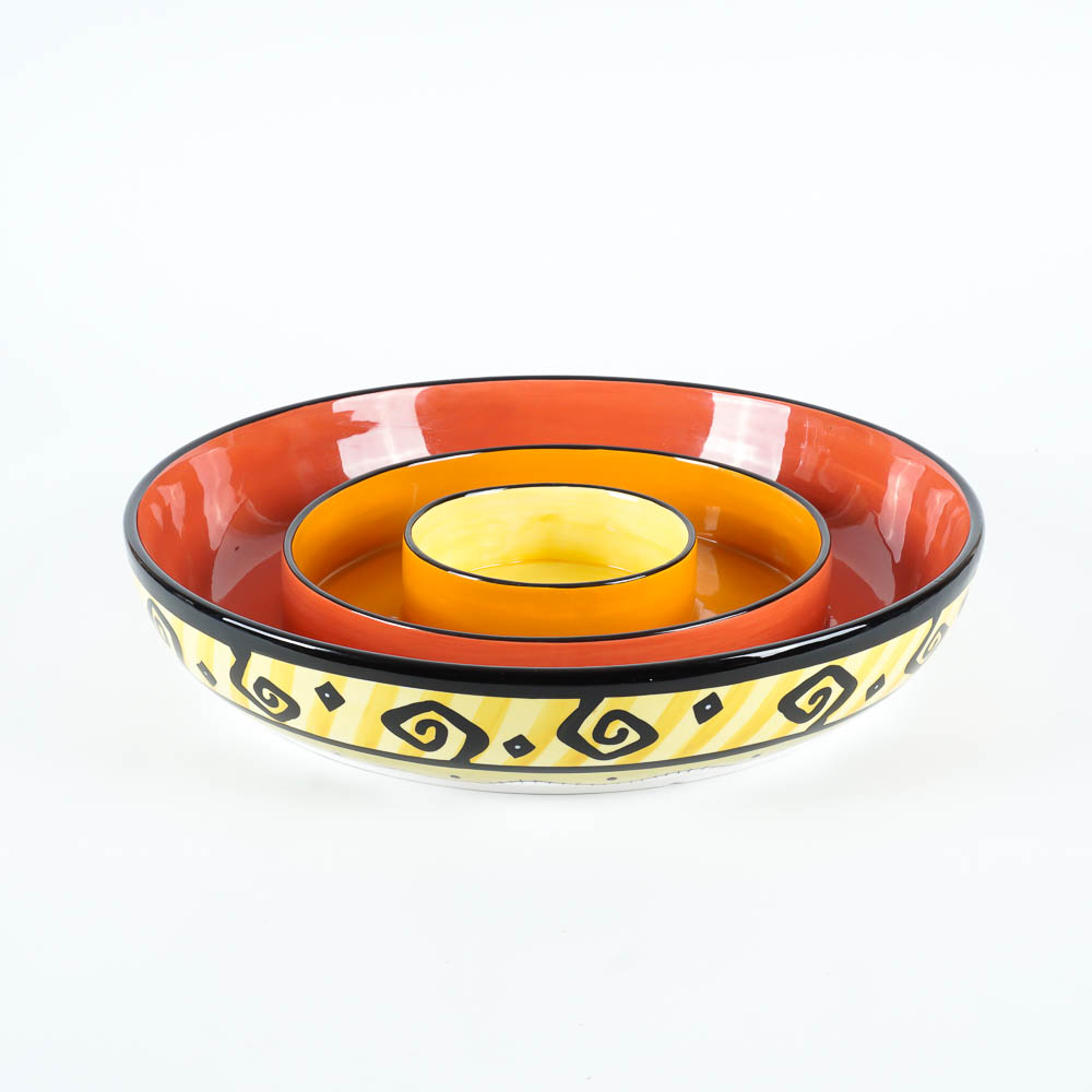 Bella Casa by Ganz Festive Ceramic Chip 'n Dip Serving Platter