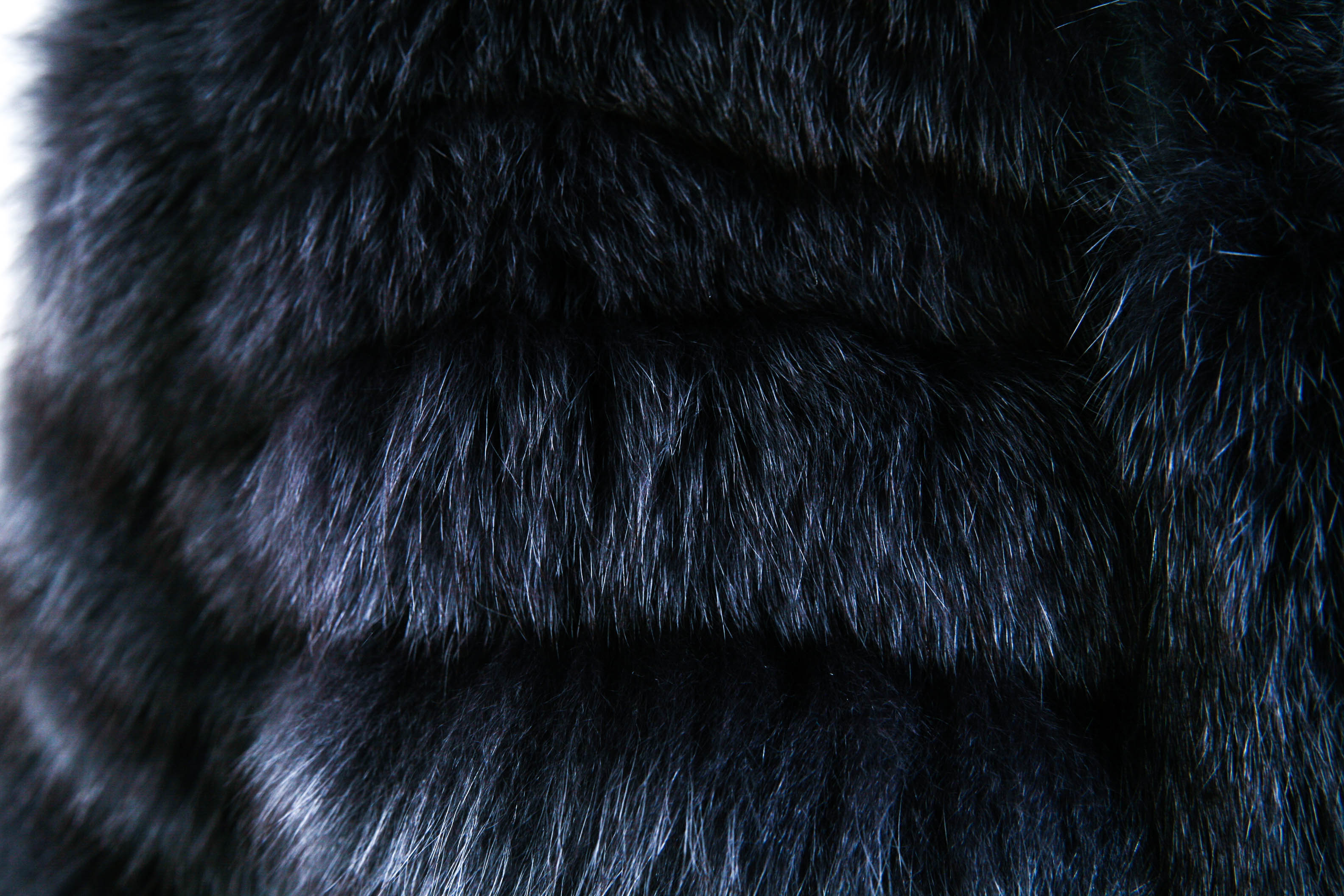 Karolina Zmarlak Charcoal Grey Fur Coat with Black Grosgrain Belt