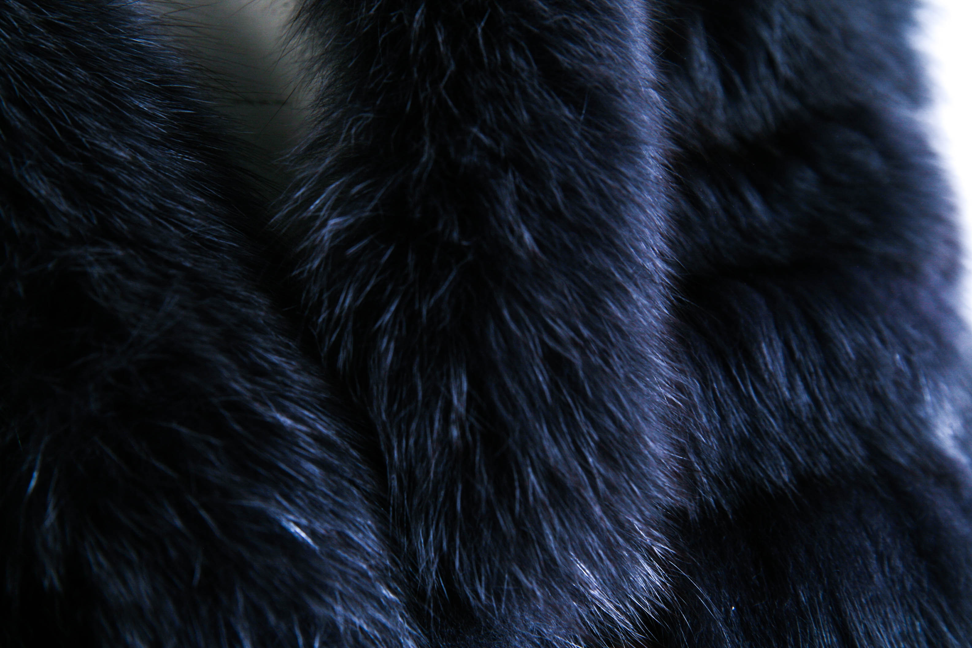 Karolina Zmarlak Charcoal Grey Fur Coat with Black Grosgrain Belt