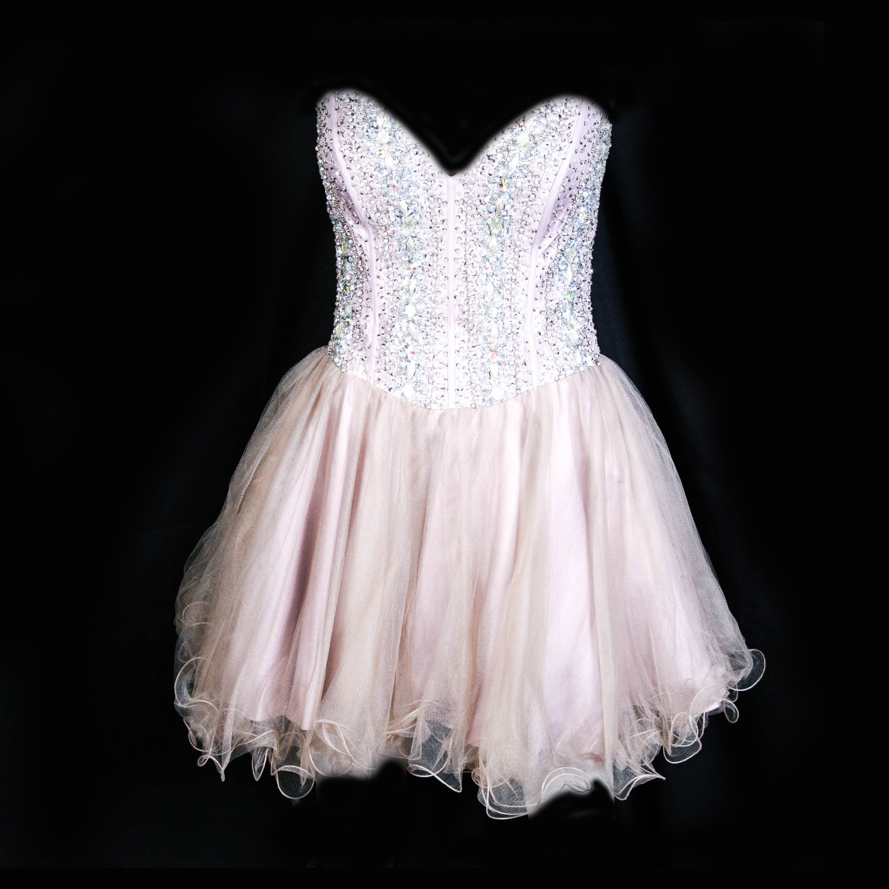 Terani Couture Beaded Dress with Tulle Skirt