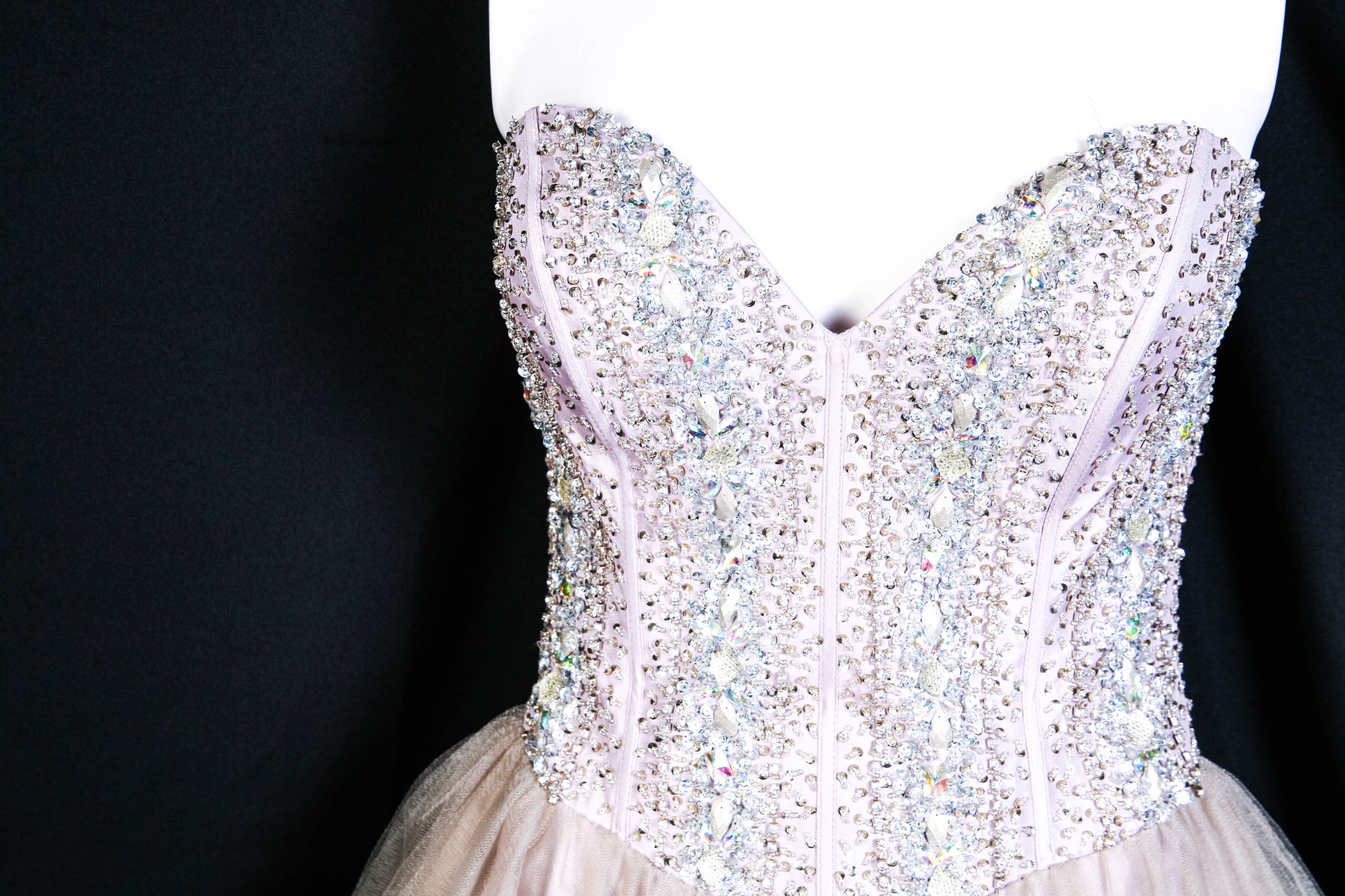 Terani Couture Beaded Dress with Tulle Skirt