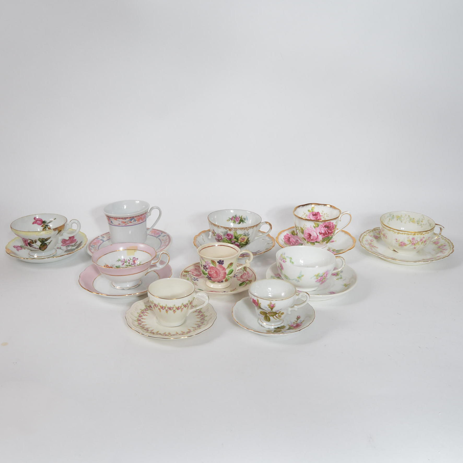 Assorted Fine China Teacups and Saucers