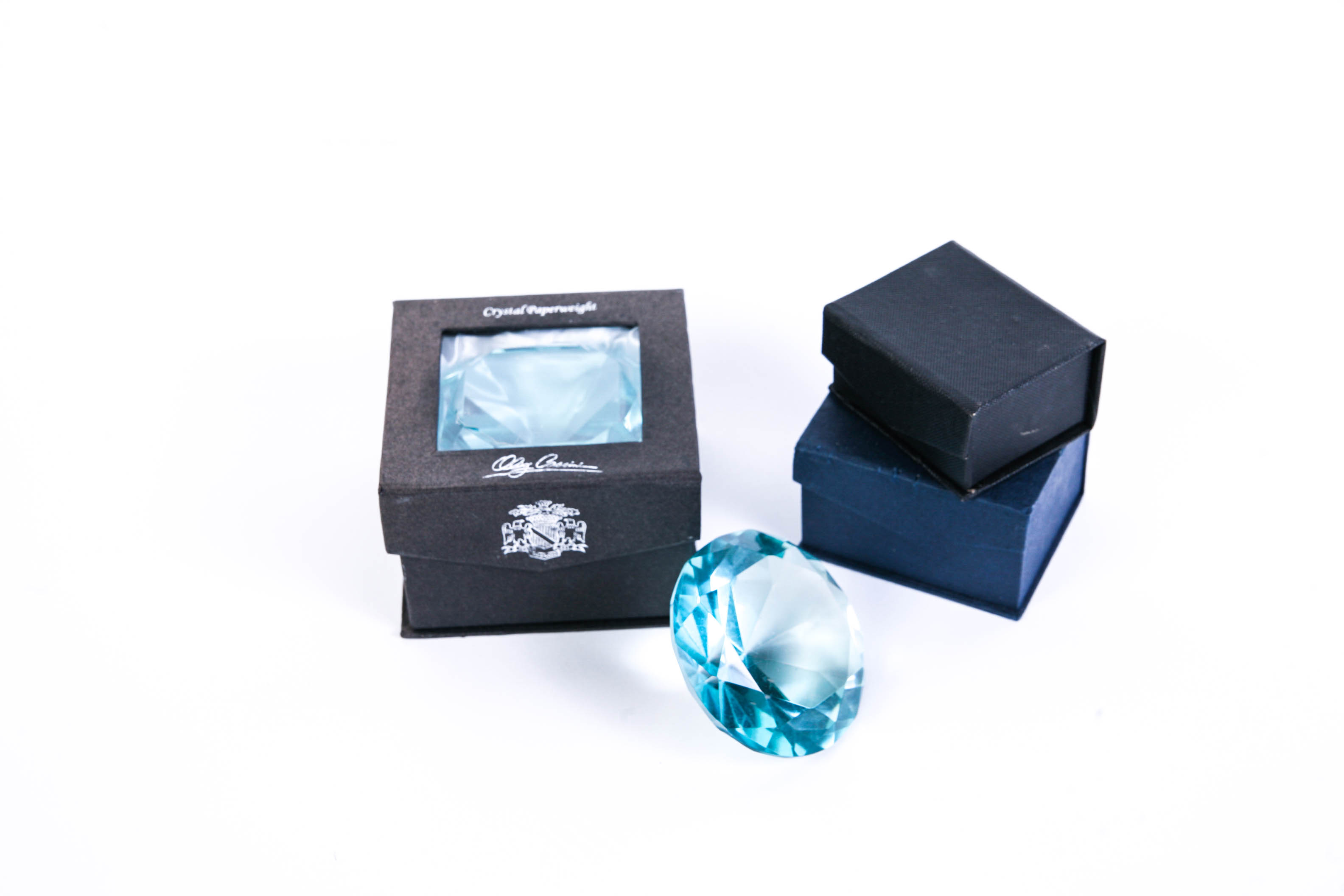 Figural Diamond Crystal Paperweight by Oleg Cassini in Box