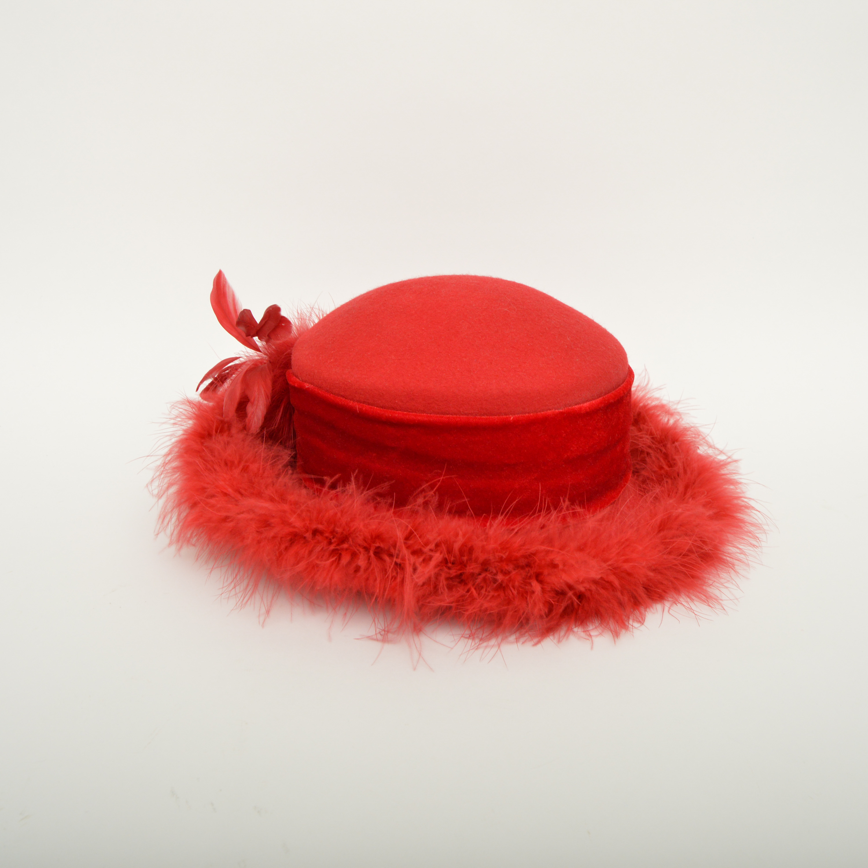 Red Feathered Derby Hat