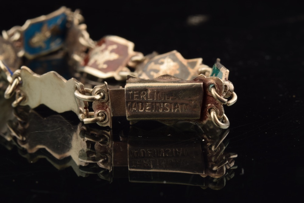 Pair of Antique Siam Enameled Sterling Bracelets