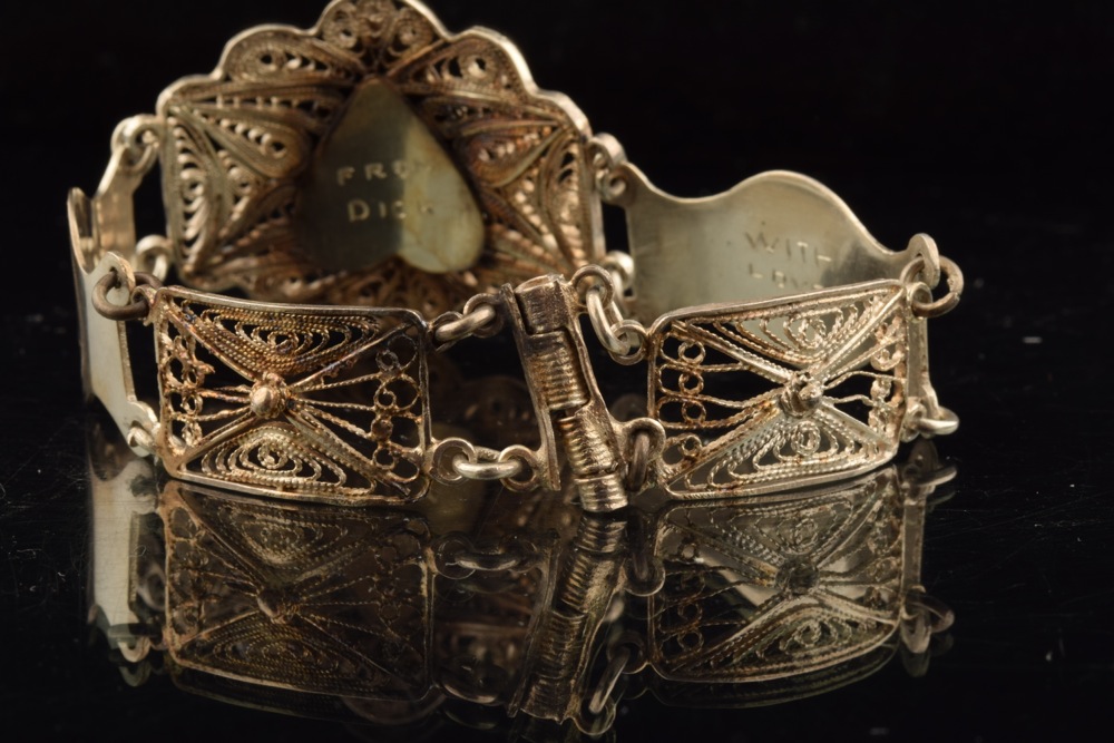 Large Filigree Style Sterling Bracelet