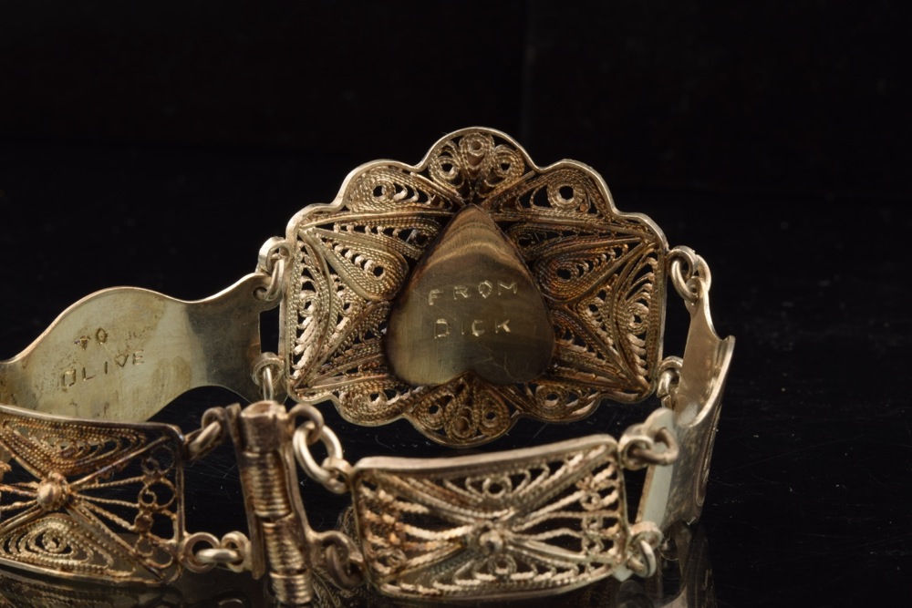 Large Filigree Style Sterling Bracelet
