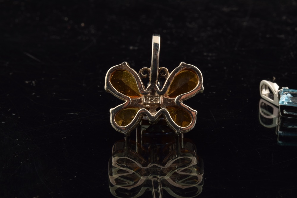 Three Sterling and Gemstone Pendants