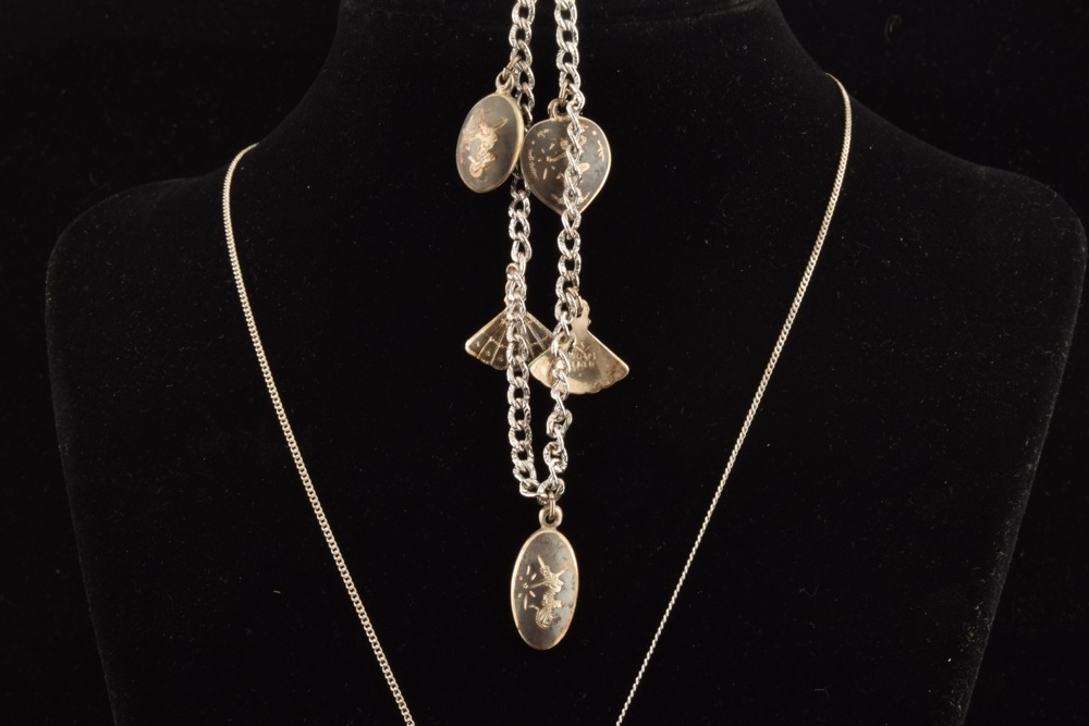 Matching Vintage Nielloware Siam Necklace and Bracelet