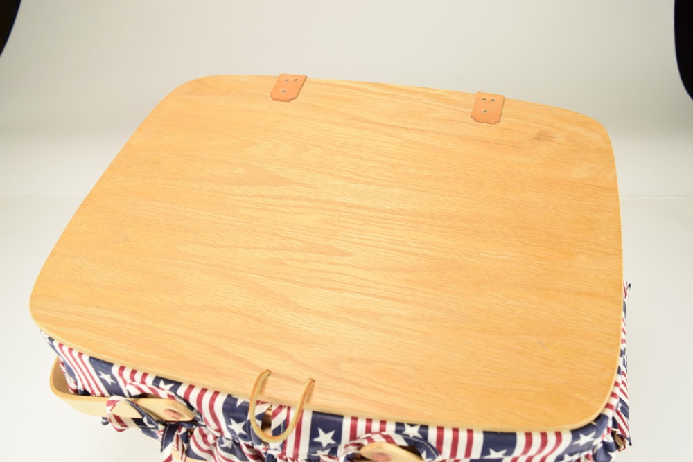 Large Longaberger Classic Picnic Basket with Two Liners and Stand