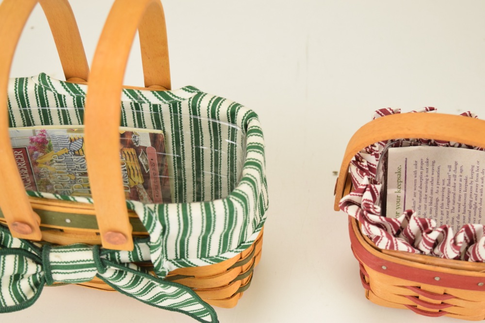 Pair of Longabergers, Including 1998 Picture Perfect Sweetheart and 1995 Sweetheart Sentiments Baskets