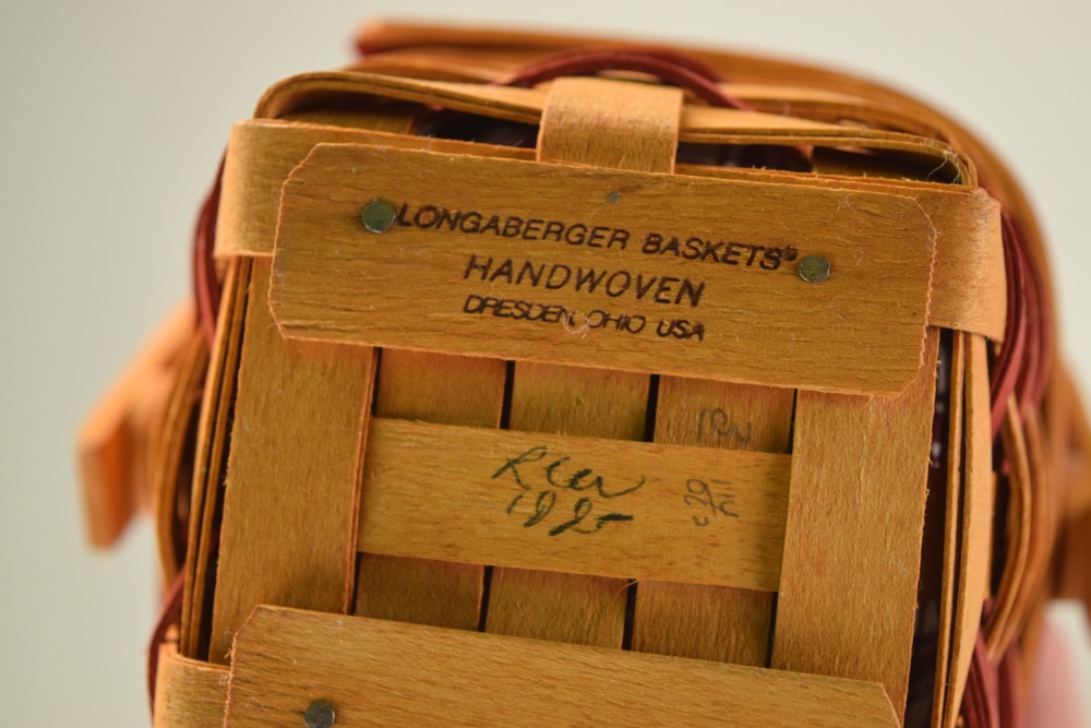 Pair of Longabergers, Including 1998 Picture Perfect Sweetheart and 1995 Sweetheart Sentiments Baskets