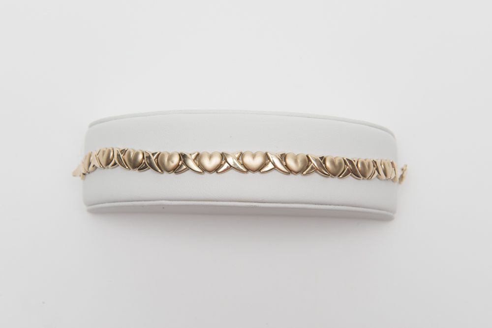 Pair of 10K Yellow Gold Heart Bracelets