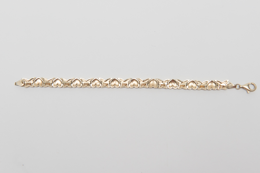 Pair of 10K Yellow Gold Heart Bracelets
