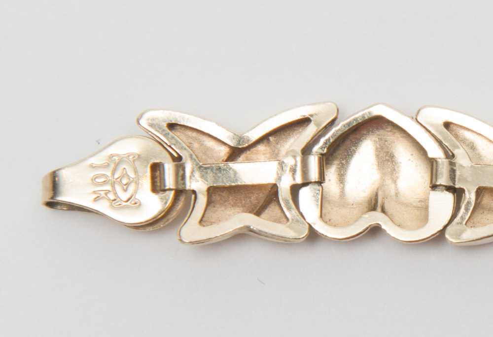 Pair of 10K Yellow Gold Heart Bracelets