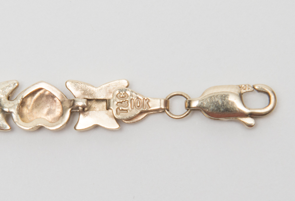 Pair of 10K Yellow Gold Heart Bracelets