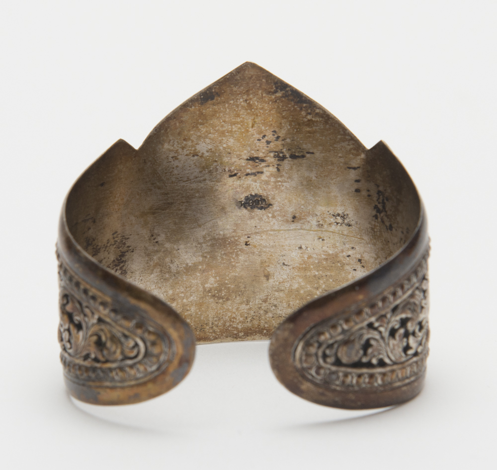 Petite Chased Coin Silver Cuff Bracelet