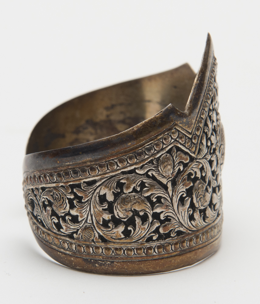 Petite Chased Coin Silver Cuff Bracelet