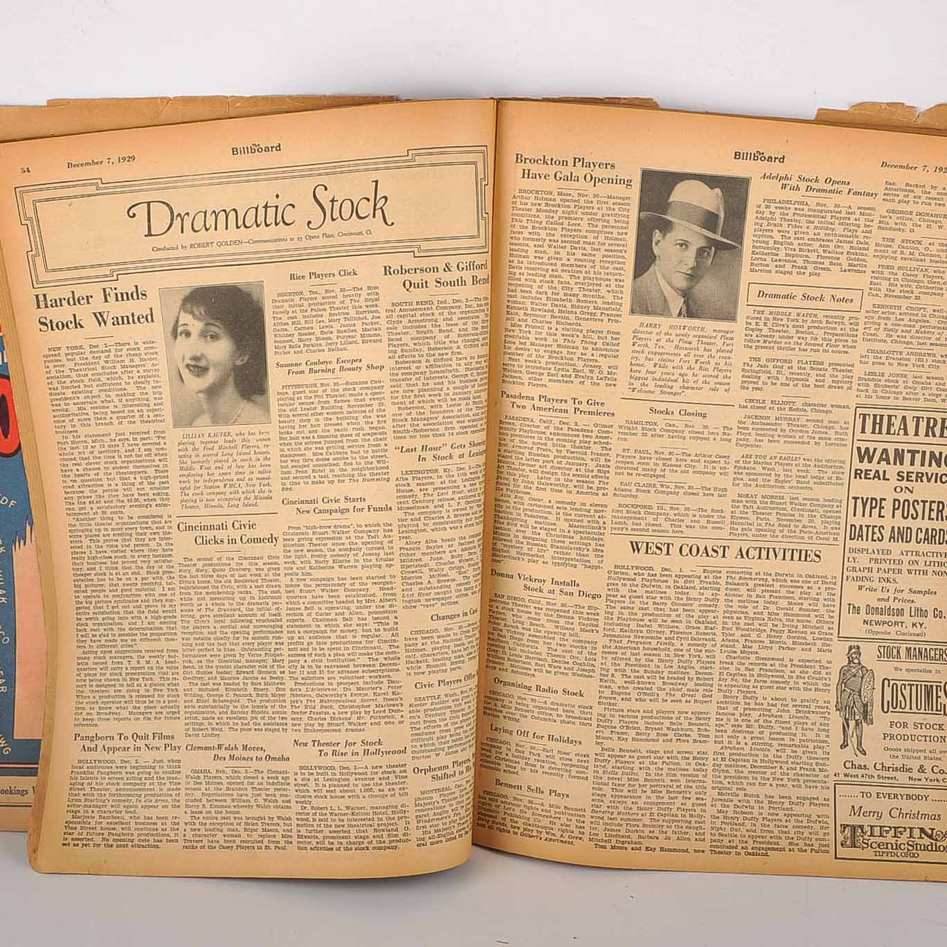 Christmas Memories Collectible Plate and The Billboard Christmas Special Issue c.1929