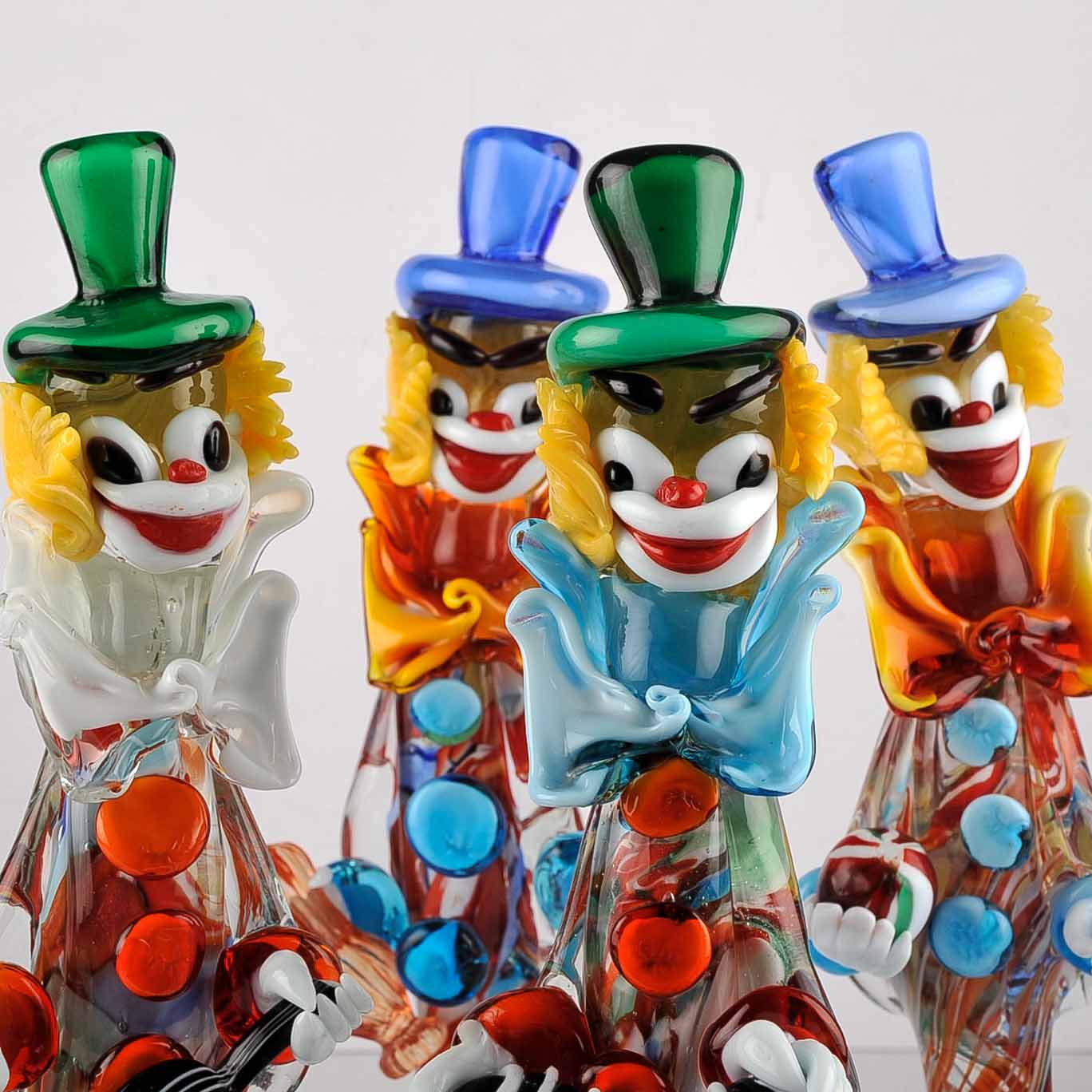 Set of Four Murano Glass Clowns