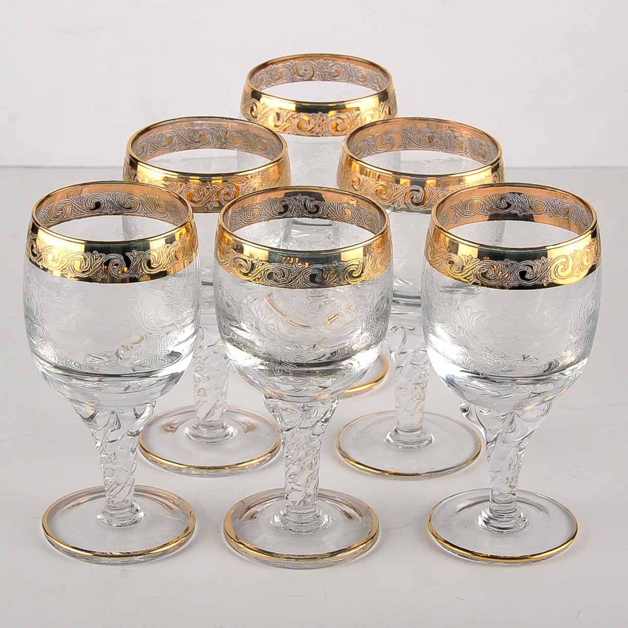 Set of Crystal Sherbet and Wine Glasses