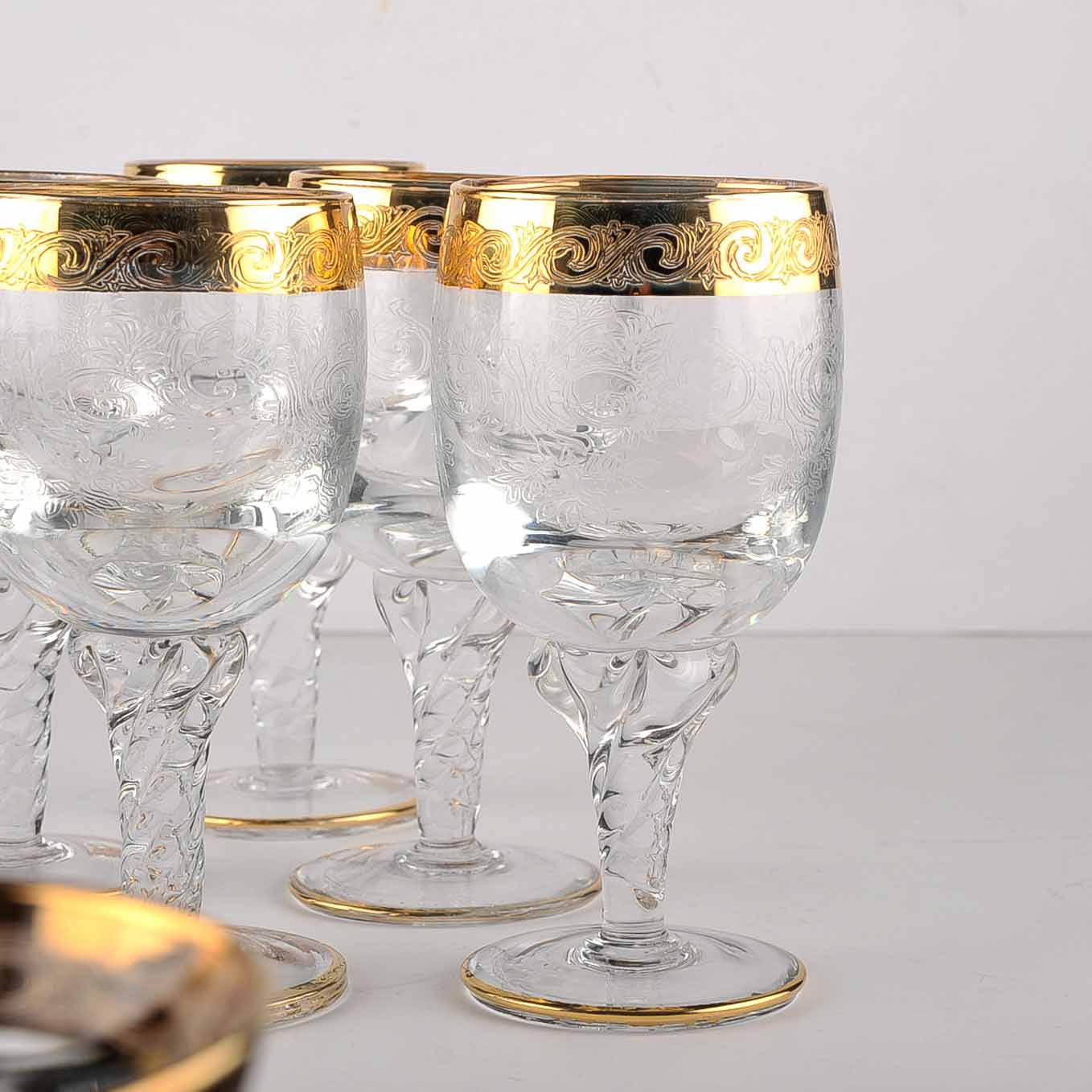 Set of Crystal Sherbet and Wine Glasses