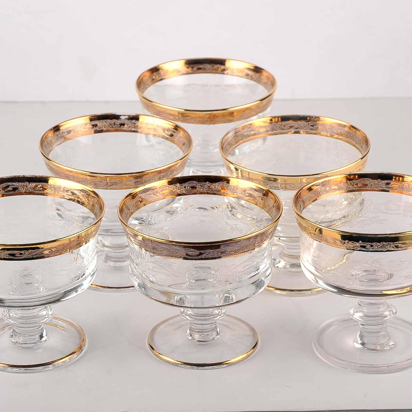 Set of Crystal Sherbet and Wine Glasses