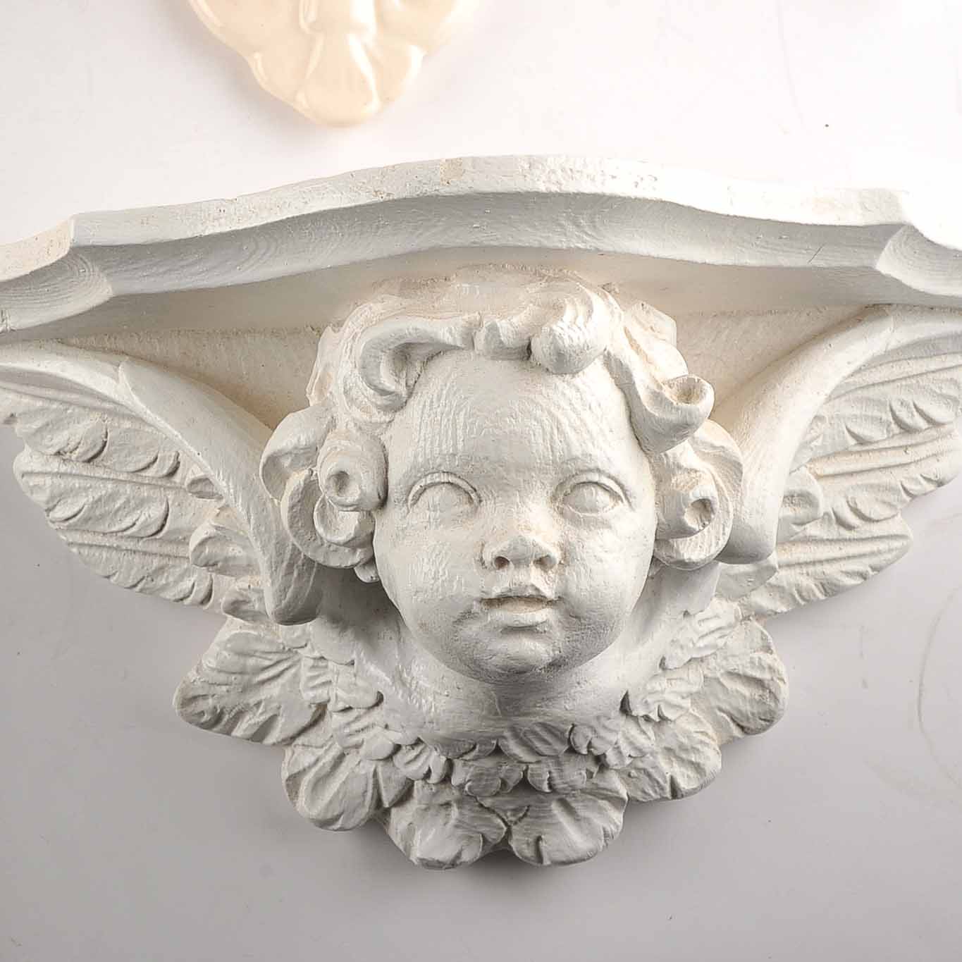 Trio of Ceramic Cherub Wall Sculptures