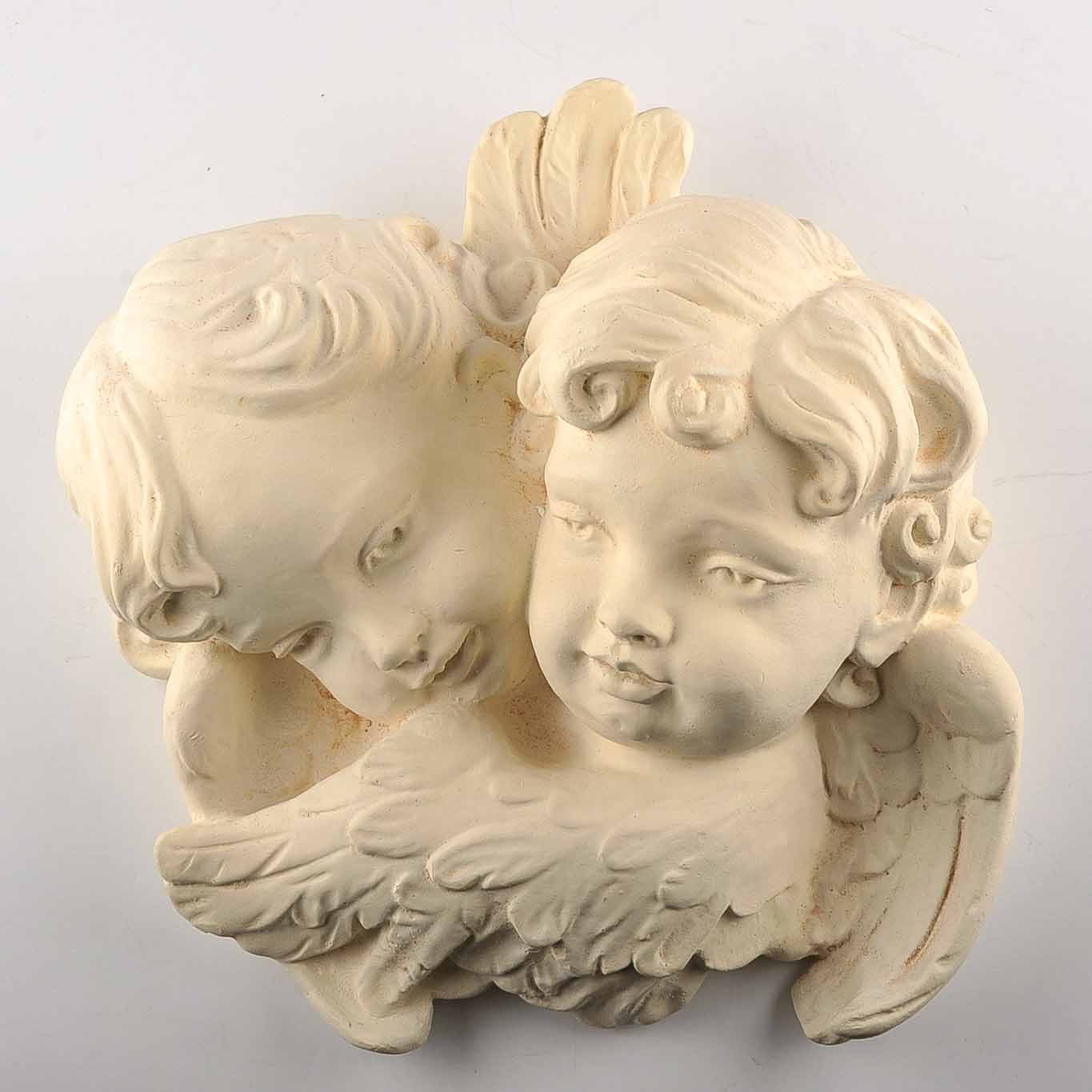 Trio of Ceramic Cherub Wall Sculptures