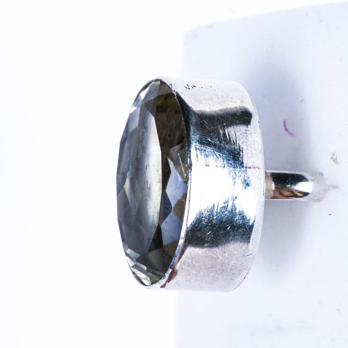 32 Carat Natural Oval Faceted Citrine Sterling Silver Ring