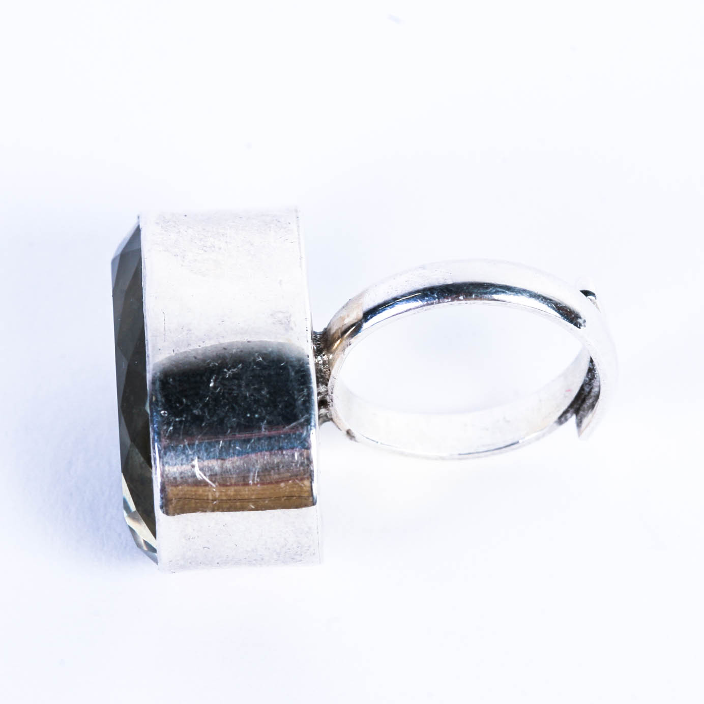 32 Carat Natural Oval Faceted Citrine Sterling Silver Ring