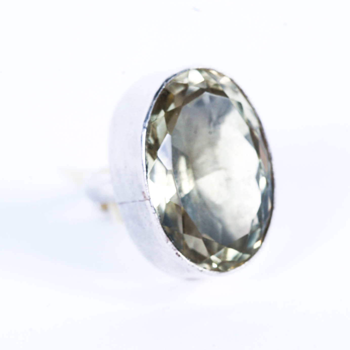 32 Carat Natural Oval Faceted Citrine Sterling Silver Ring