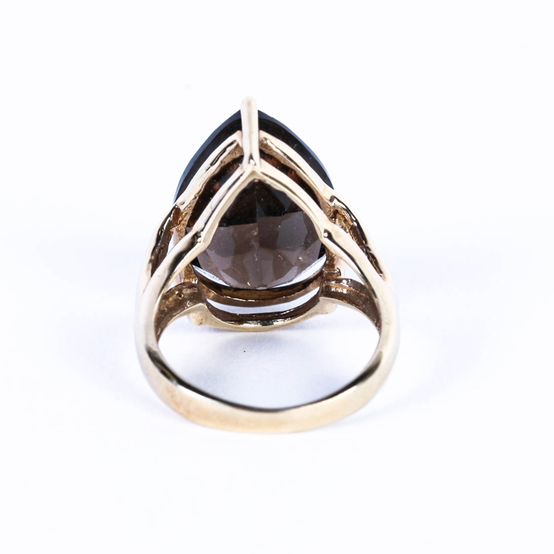 10 KT Gold Pear Cut Faceted Citrine and Moissonite Ring