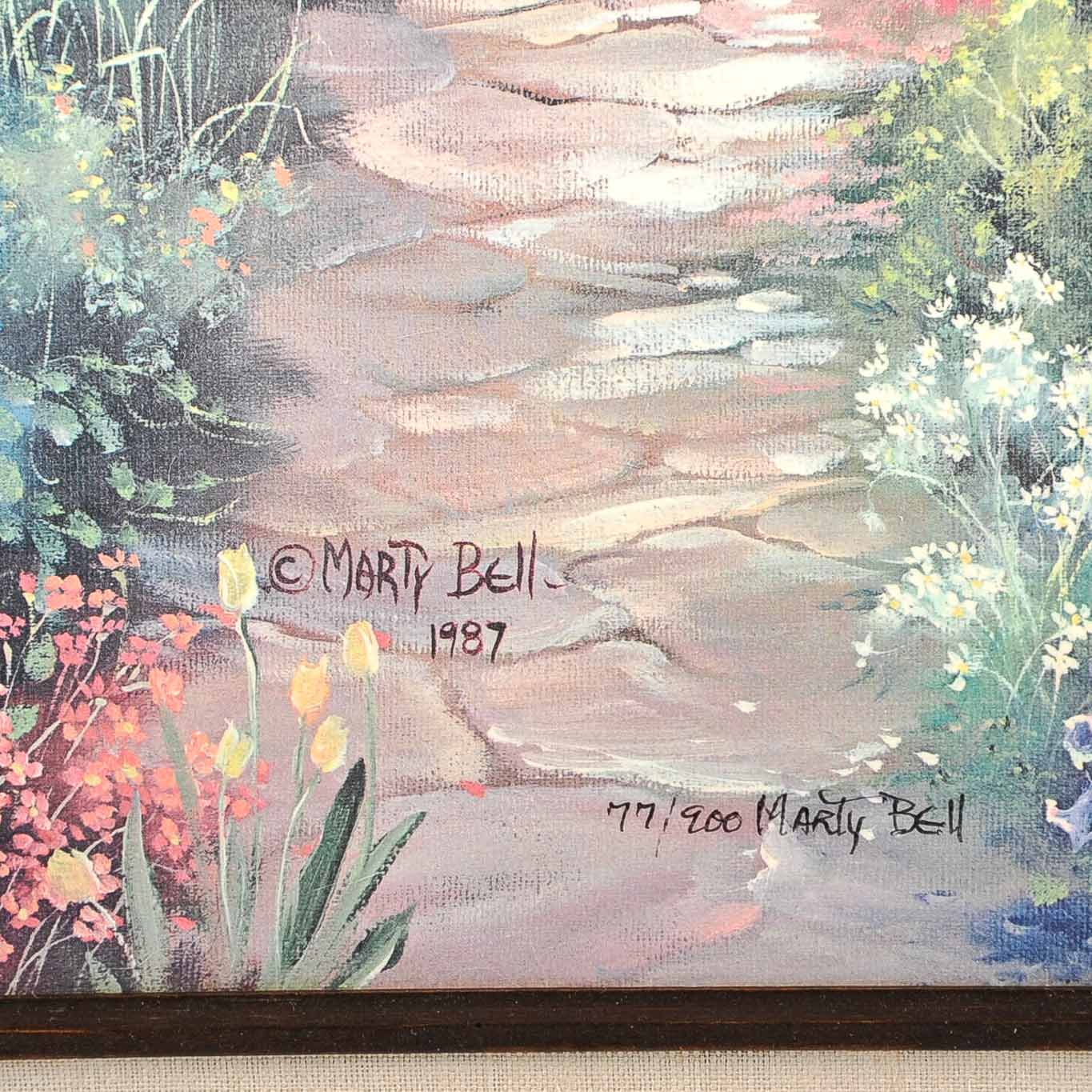 Marty Bell Offset Lithograph "Shere Village Antiques"