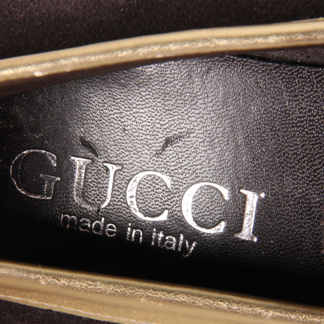 Men's Brown Gucci Loafers with Gold Tone Detailing