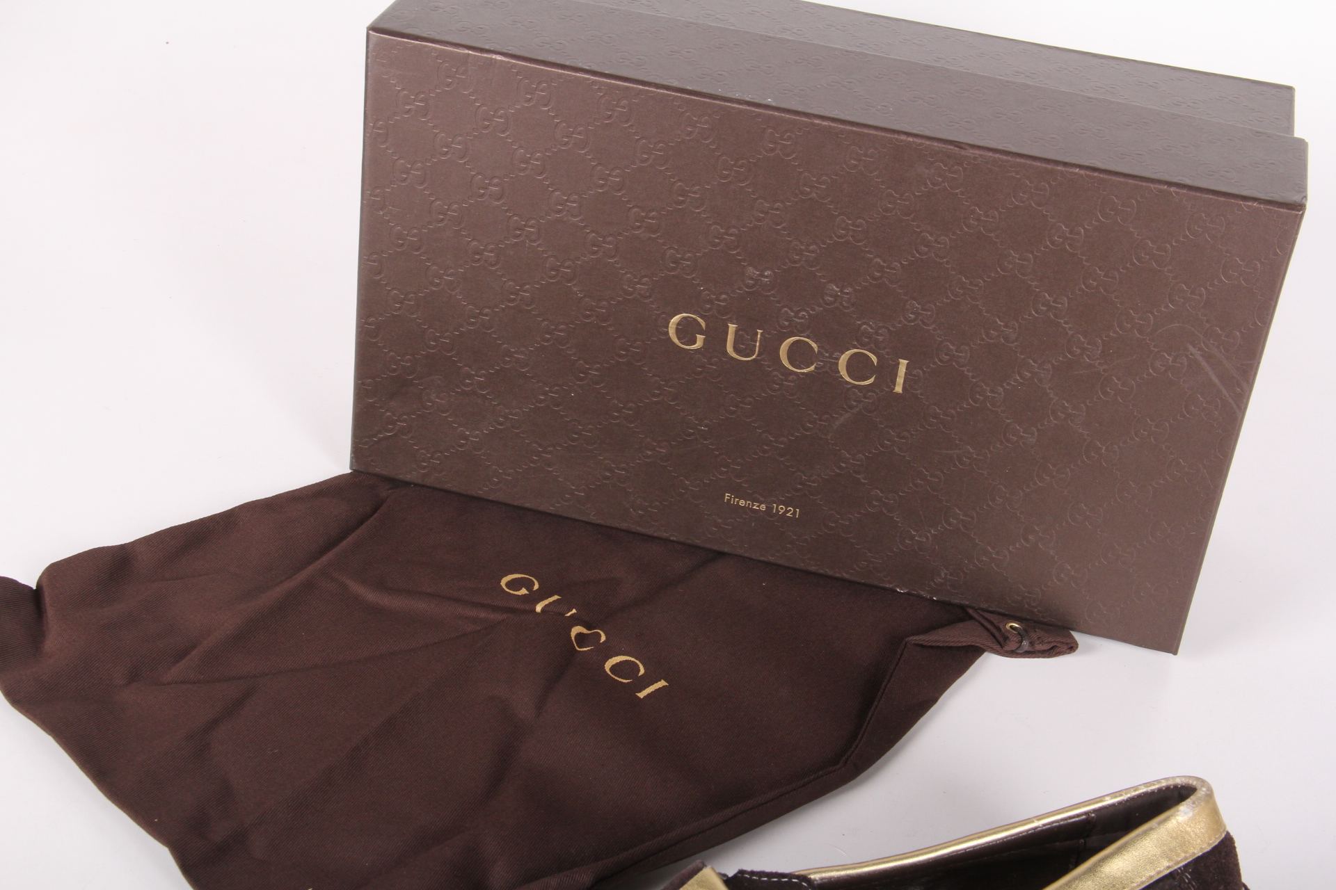 Men's Brown Gucci Loafers with Gold Tone Detailing