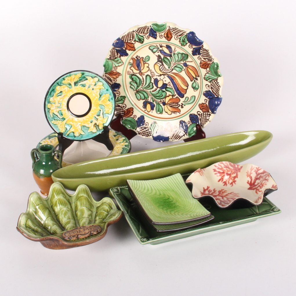 Collection of Colorful Ceramic Serving Pieces