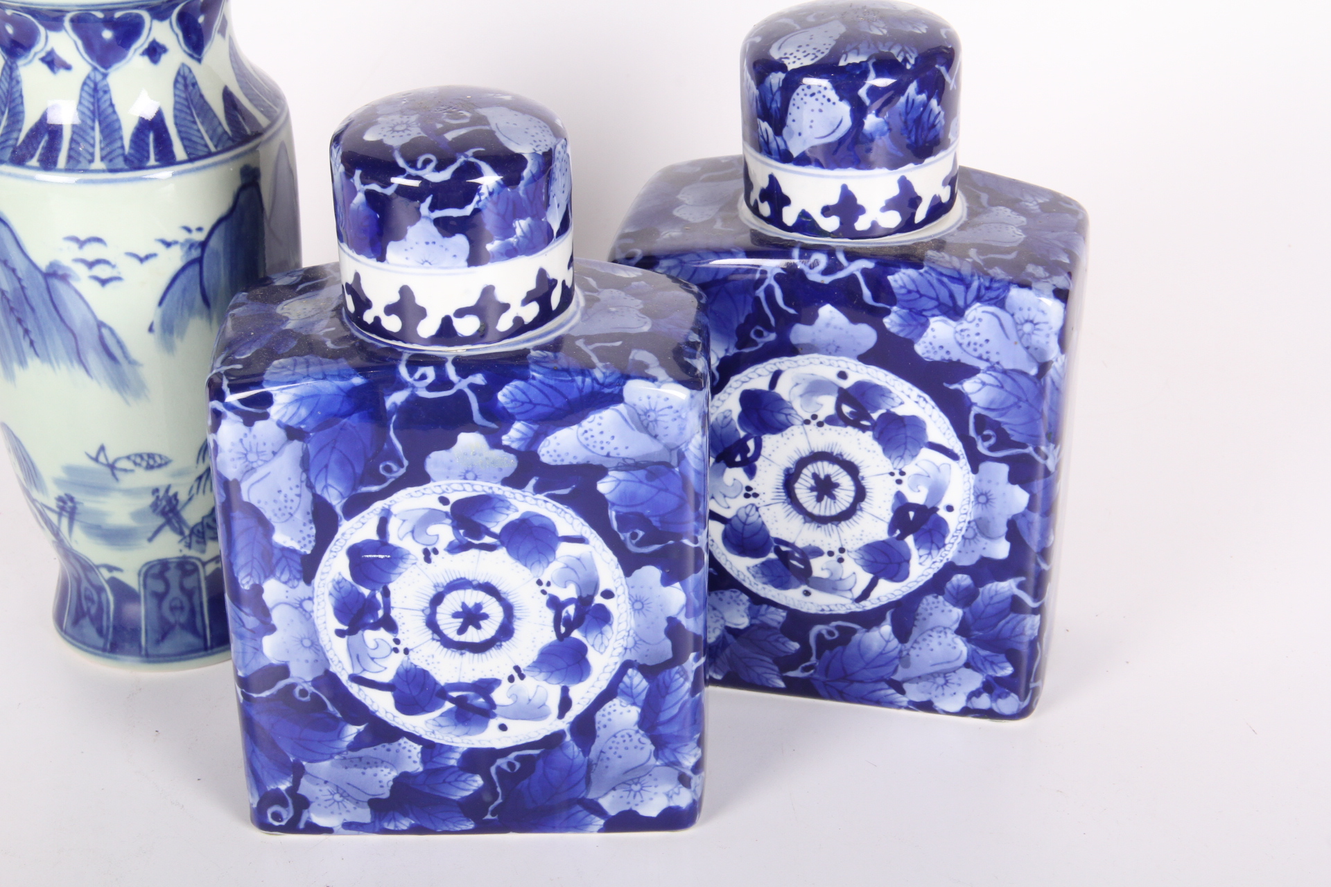 Assortment of Blue and White China Decor